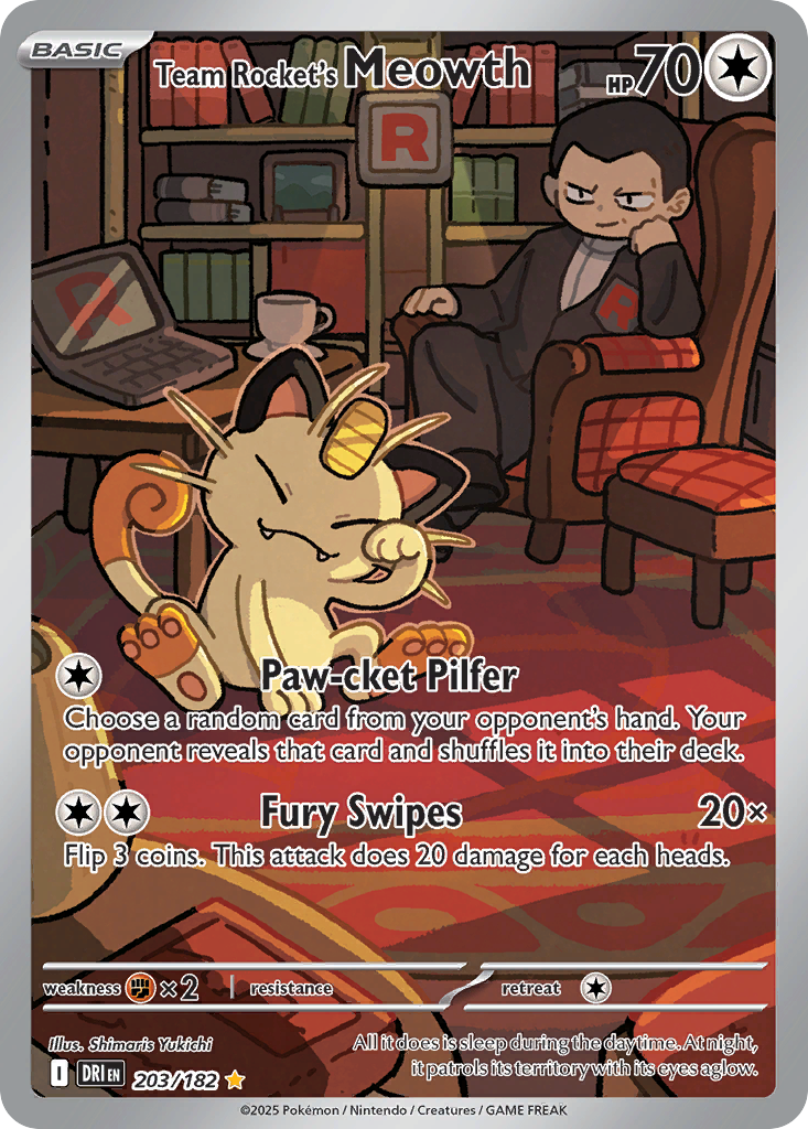 Team Rocket's Meowth — SV10: Destined Rivals #203/182