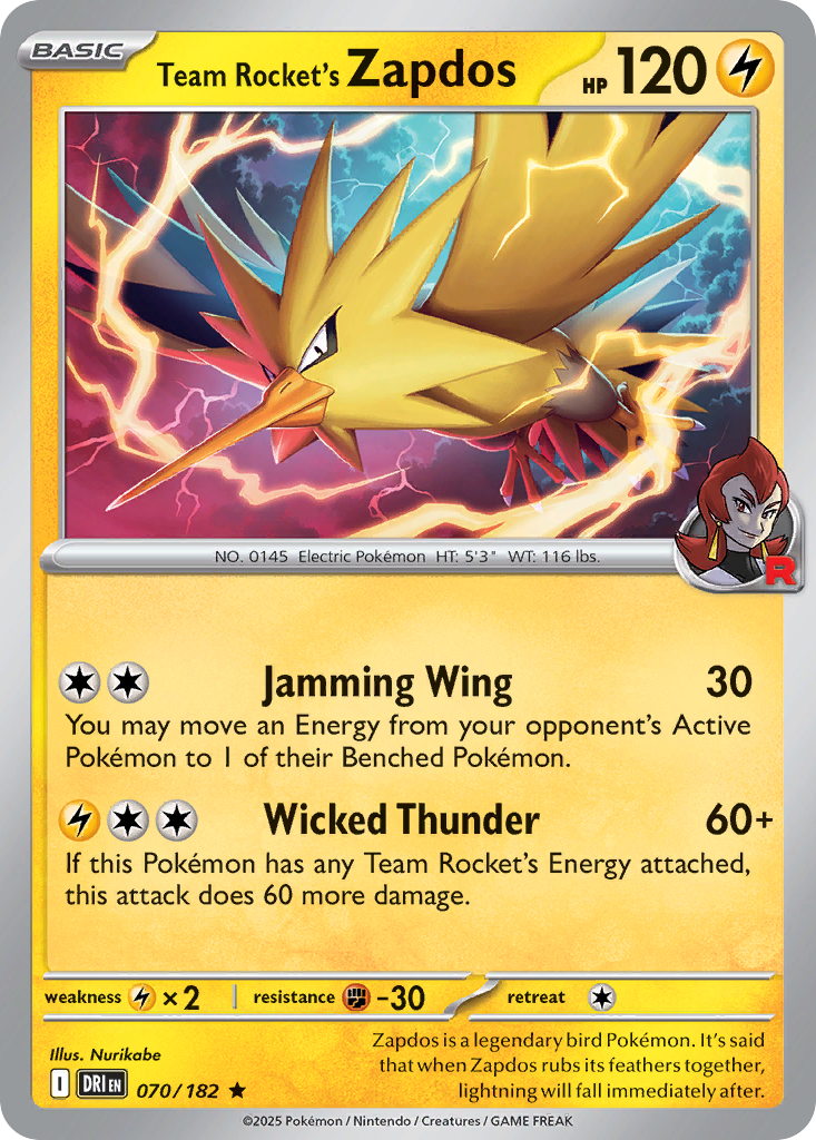 Team Rocket's Zapdos — SV10: Destined Rivals #070/182