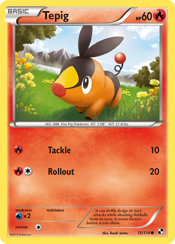 Tepig (15) — Black and White #15/114