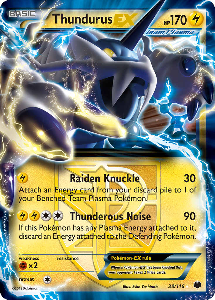Thundurus EX (Team Plasma) — Plasma Freeze #38/116
