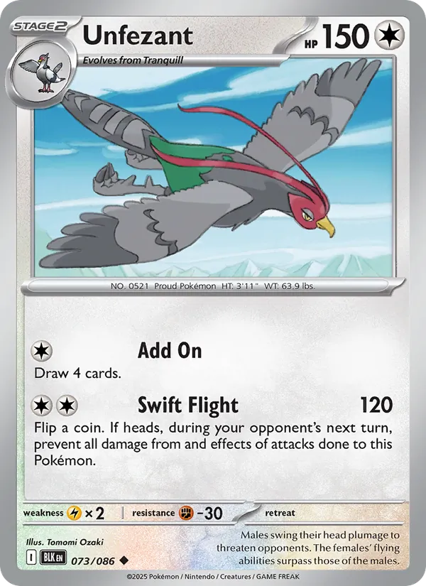 Unfezant (Master Ball Pattern) — SV: Black Bolt #073/086