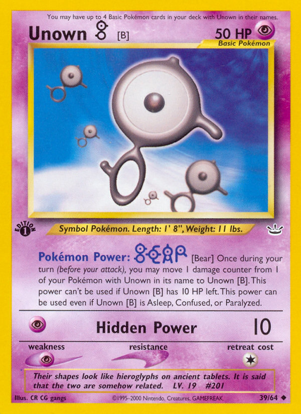 Unown [B] — Neo Revelation #39/64