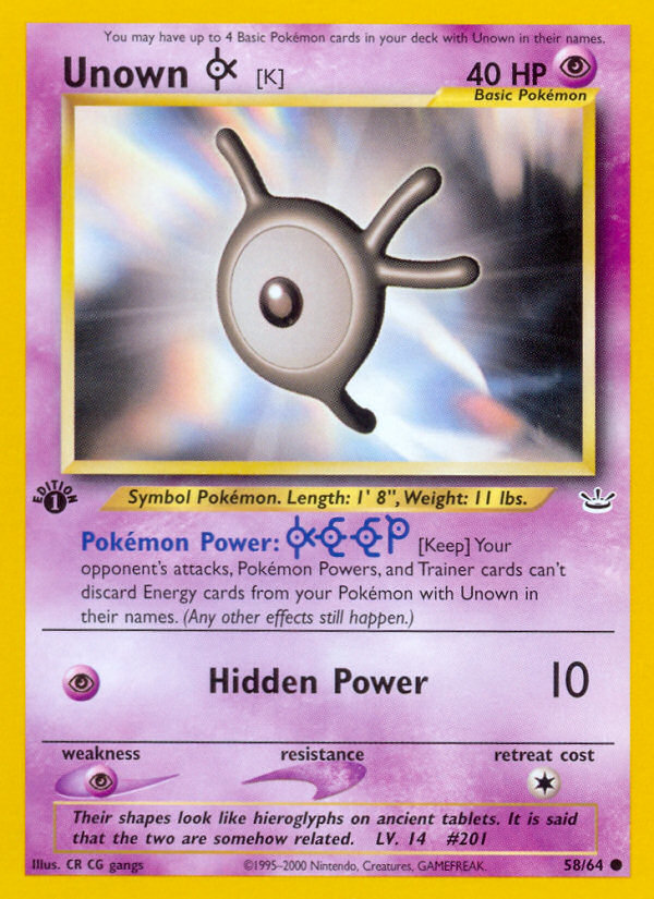 Unown [K] — Neo Revelation #58/64