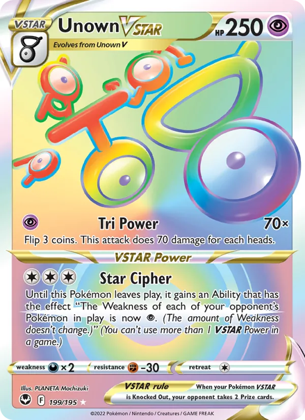 Unown VSTAR (Secret) — SWSH12: Silver Tempest #199/195