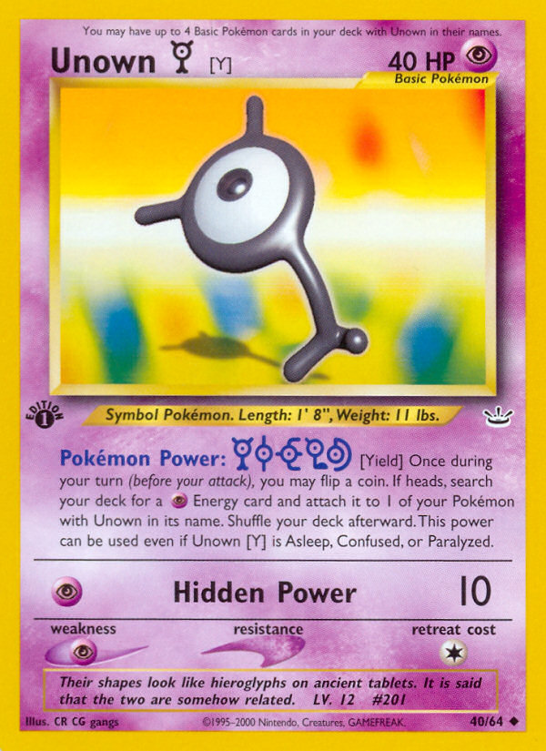 Unown [Y] — Neo Revelation #40/64