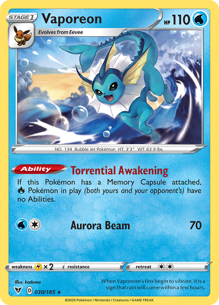 Vaporeon — SWSH04: Vivid Voltage #030/185