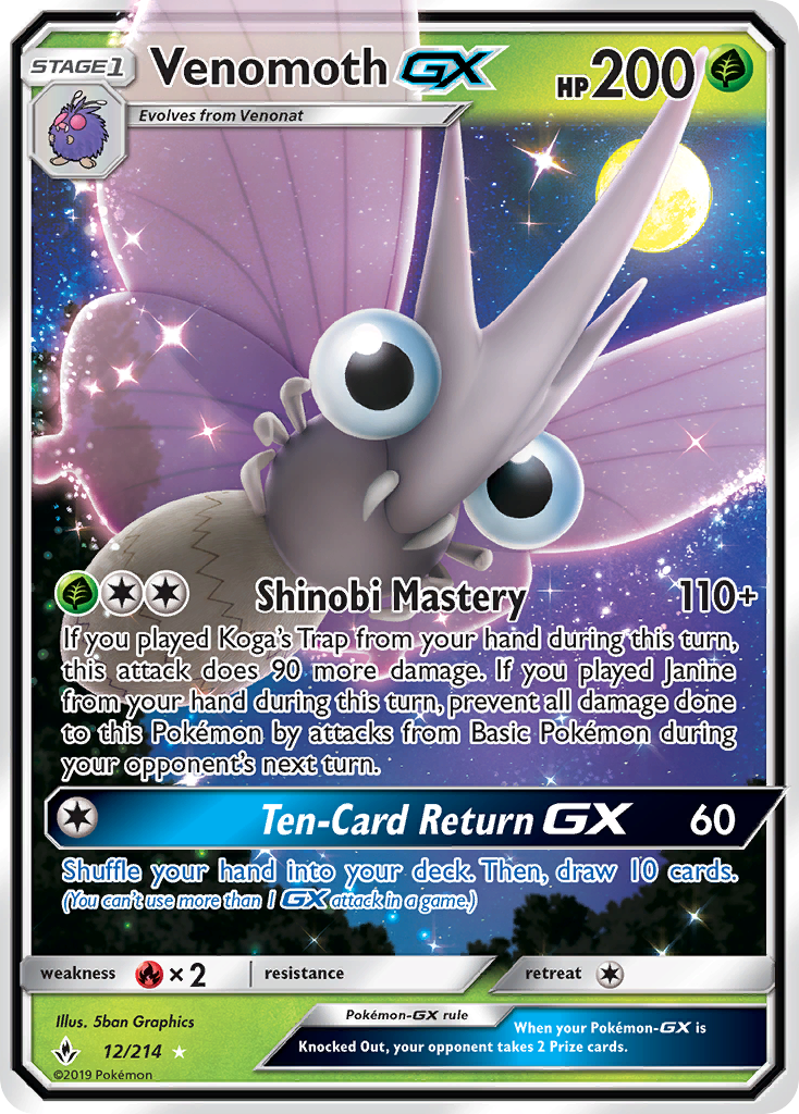 Venomoth GX — SM - Unbroken Bonds #12/214