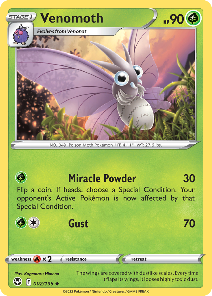 Venomoth — SWSH12: Silver Tempest #002/195