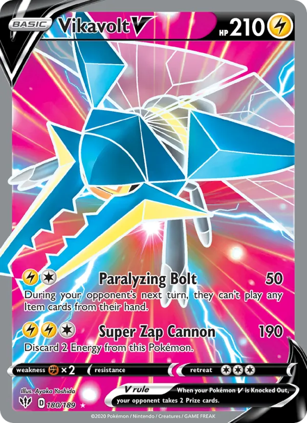 Vikavolt V (Full Art) — SWSH03: Darkness Ablaze #180/189