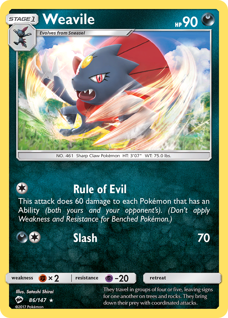 Weavile — SM - Burning Shadows #86/147