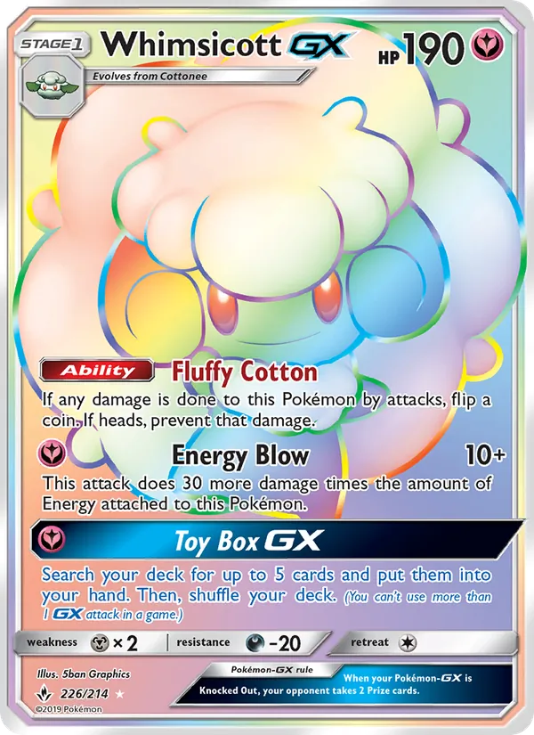 Whimsicott GX (Secret) — SM - Unbroken Bonds #226/214