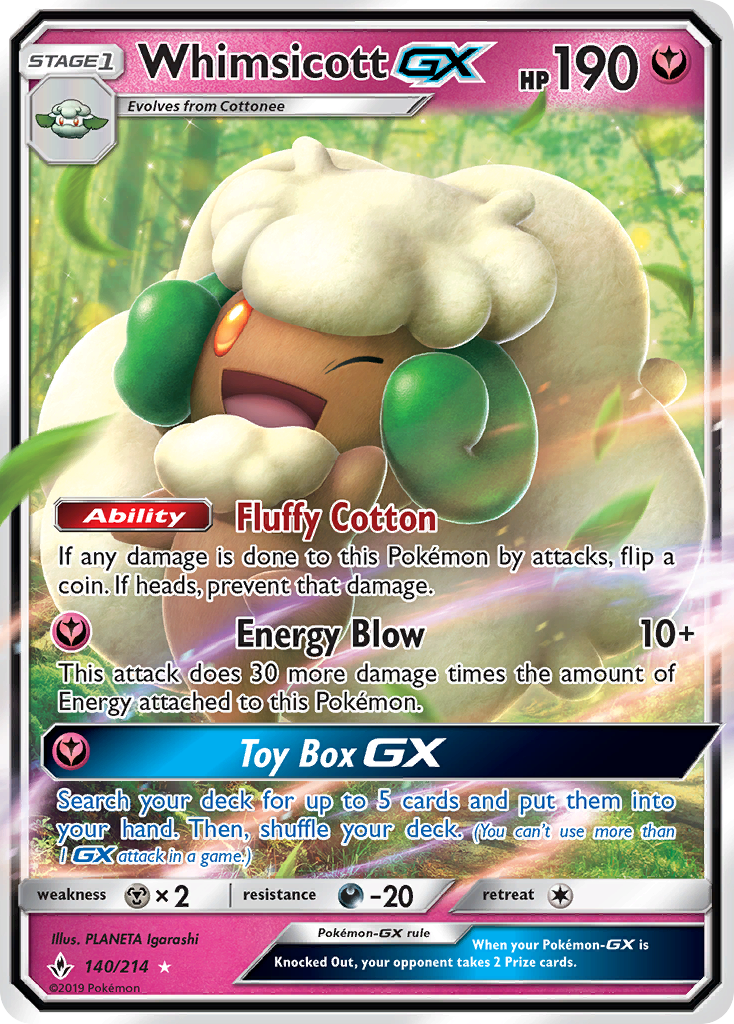 Whimsicott GX — SM - Unbroken Bonds #140/214