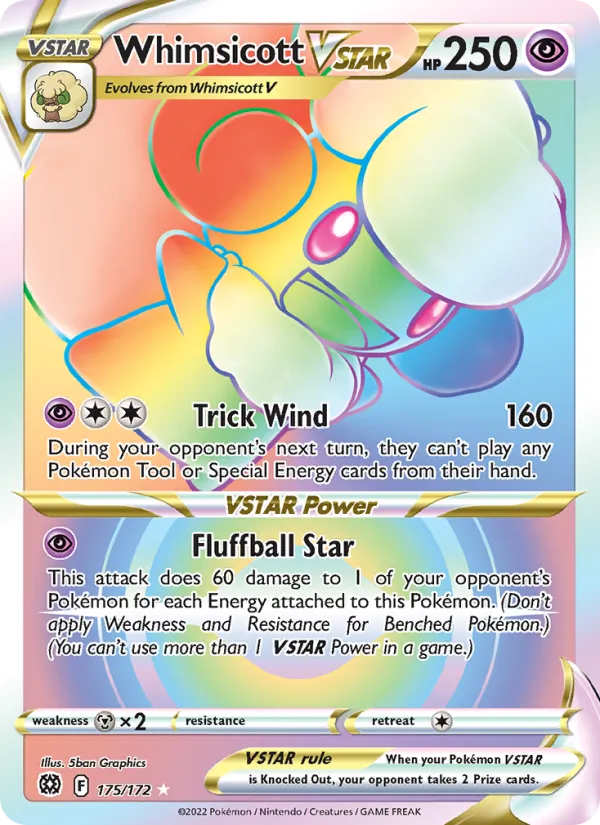 Whimsicott VSTAR (Secret) — SWSH09: Brilliant Stars #175/172