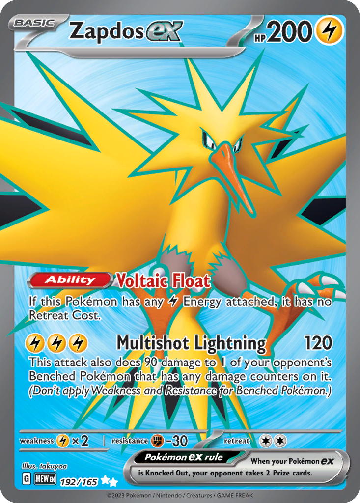 Zapdos ex — SV: Scarlet & Violet 151 #192/165