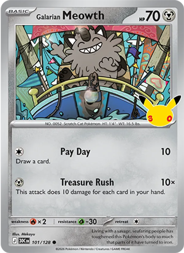 Galarian Meowth — ME: 30th Celebration #101/128