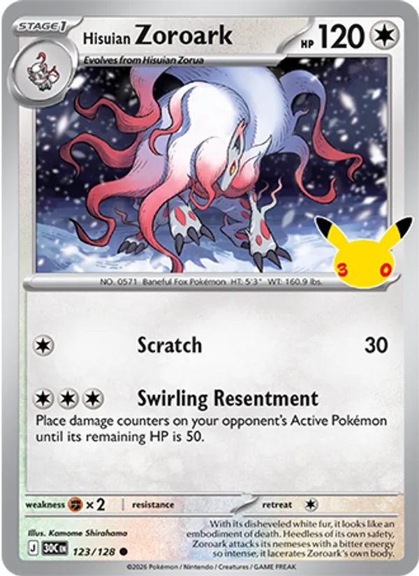 Hisuian Zoroark — ME: 30th Celebration #123/128