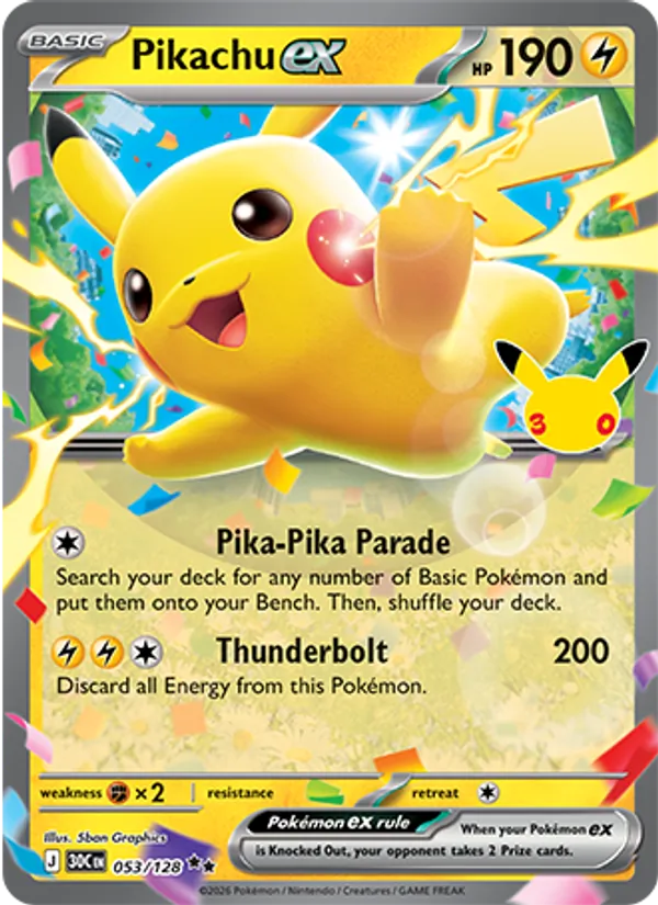 Pikachu ex — ME: 30th Celebration #053/128