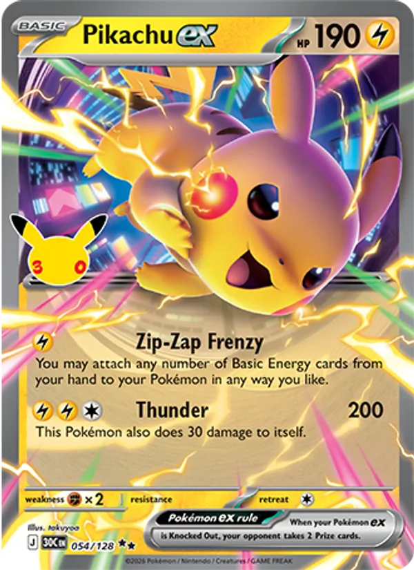 Pikachu ex — ME: 30th Celebration #054/128