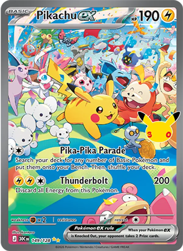 Pikachu ex — ME: 30th Celebration #149/128