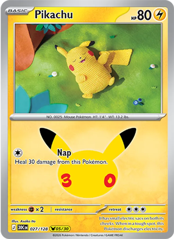 Pikachu — ME: 30th Celebration #027/128