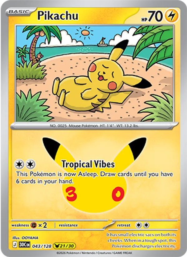 Pikachu — ME: 30th Celebration #043/128