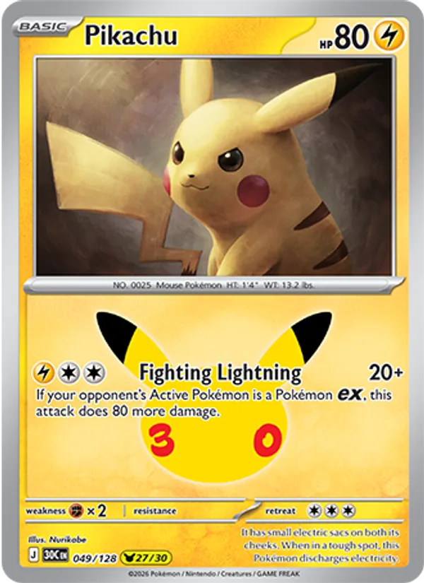 Pikachu — ME: 30th Celebration #049/128