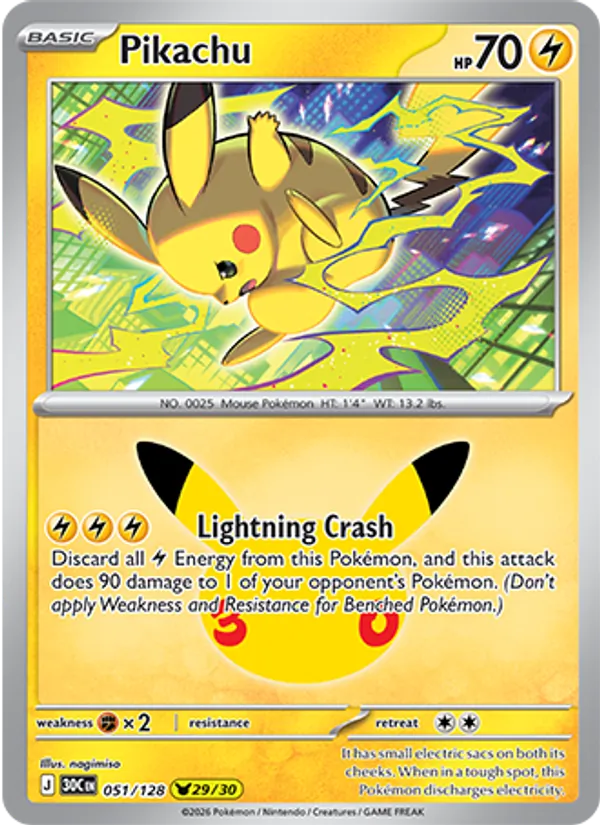 Pikachu — ME: 30th Celebration #051/128