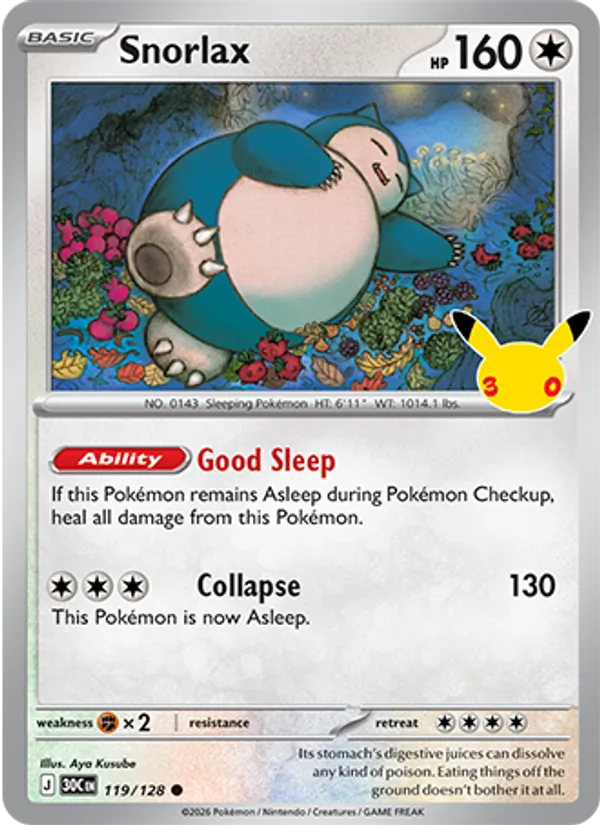 Snorlax — ME: 30th Celebration #119/128