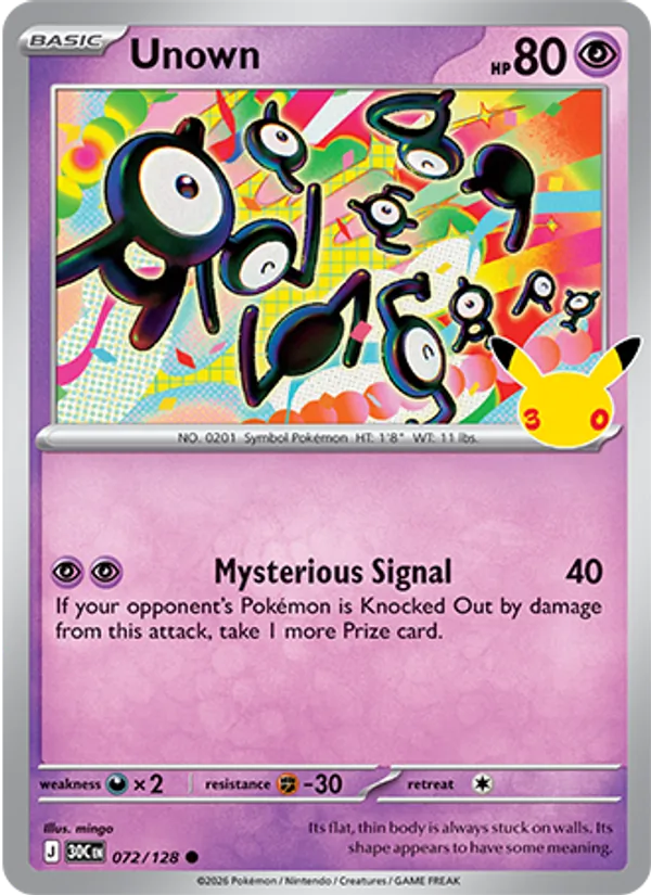 Unown — ME: 30th Celebration #072/128