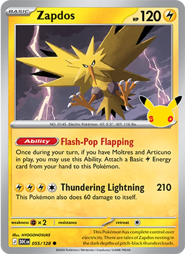 Zapdos — ME: 30th Celebration #055/128